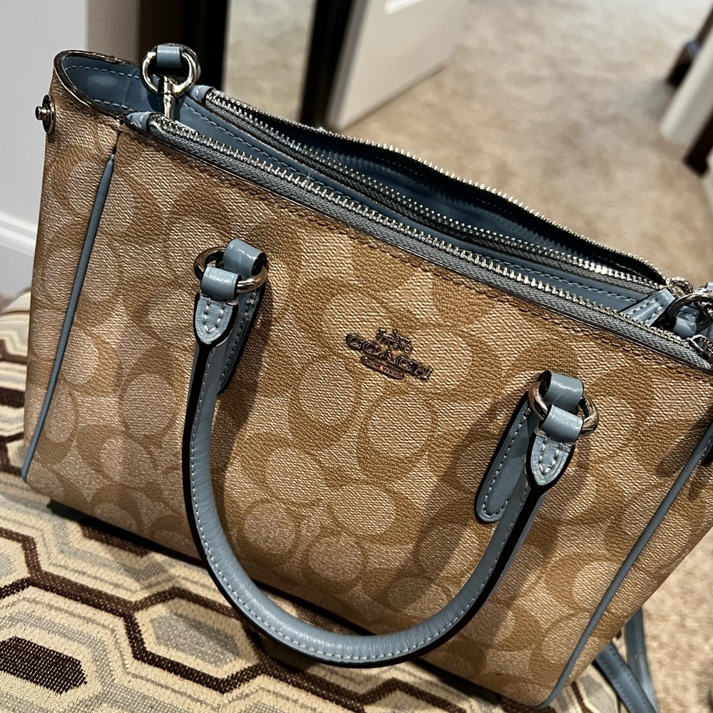 Coach Crossbody Khaki and Blue Purse